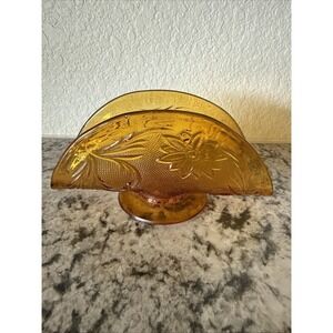 Vintage Tiara Amber Sandwich Glass Napkin Holder Indiana